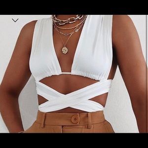 White fox boutique white crop top